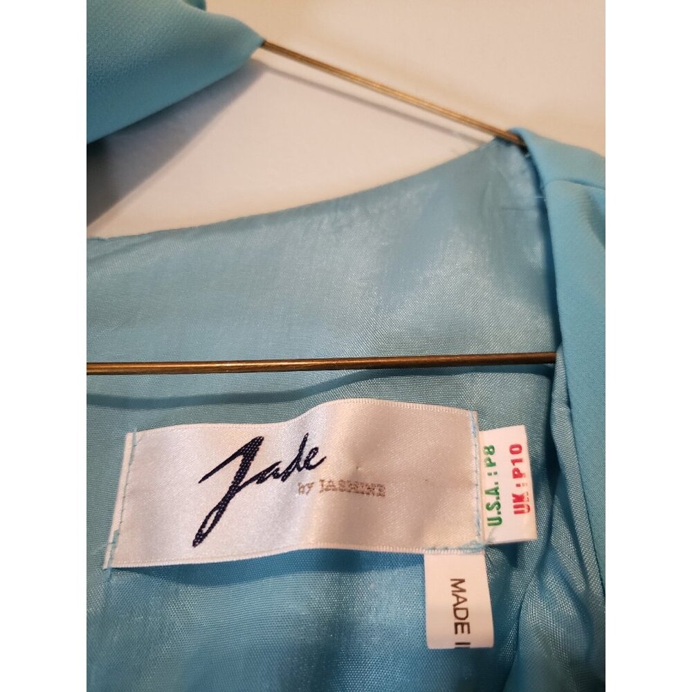 Jade by Jasmine Mother of the Bride Dress Petite P8 Maxi Blue Sparkly 3/4 Sleeve - Picture 5 of 7